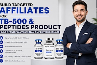 build targeted affiliates for tb 500 and peptides products