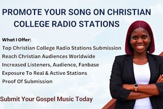promote your christian gospel music to 500 christian college radio stations