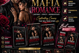 design a dark mafia romance gothic spicy romance book cover for amazon KDP