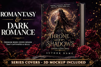 design a romantasy or dark romance book cover with 3d mockup