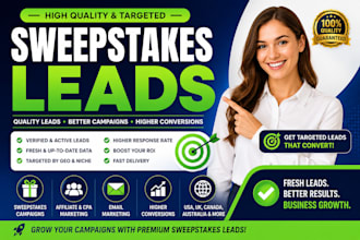 provide newly fresh sweepstak leads, bank leads, gambler leads for USA, UK