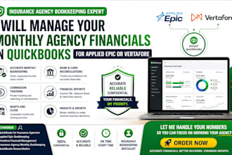 manage your monthly agency financials in quickbooks for applied epic or vertafor