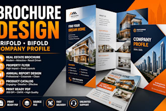 create real estate trifold bifold brochure annual report design property flyer
