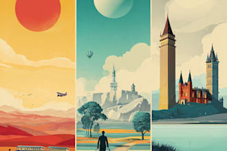 design vintage, retro, and modern travel posters