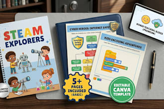 design stem workbooks and children cybersecurity worksheets