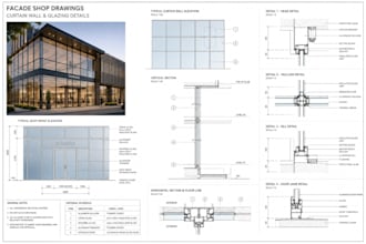 create facade shop drawings, curtain wall and glazing details