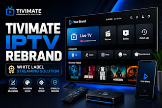 l deliver a business ready tivimate iptv app with premium brand logo, apk, dns