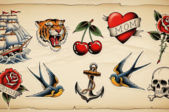 do traditional and old school tattoo design