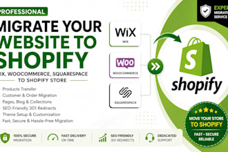 migrate wix, woocommerce, squarespace to shopify store