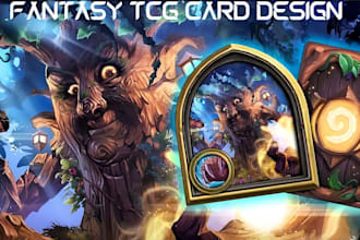 create fantasy trading card game art and custom tcg illustration cards