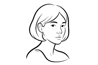 a minimalist black and white line art portrait