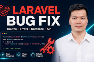 fix laravel bugs, errors, routes and database issues