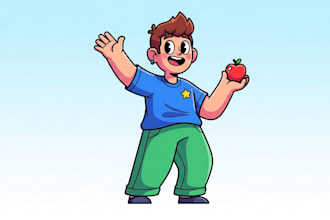 draw a vector 2d character, cartoon character
