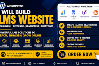 build wordpress lms website with learndash tutor lms learnpress and buddy