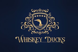 make premium winery whiskey logo for woods waters winery