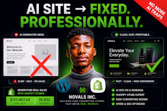 fix your ai generated website, rebuild professionally on shopify or wordpress