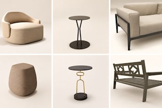 do 3d furniture modeling and photorealistic rendering for  home decor