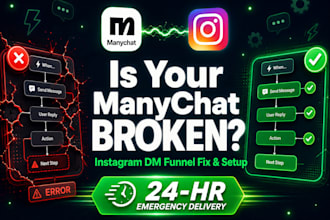 fix manychat automation bugs and setup instagram dm funnel
