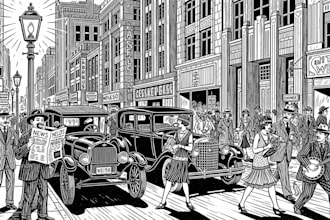 create custom black and white line art illustration