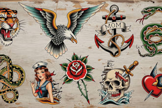 create a traditional or neo traditional tattoo design