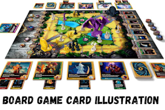 design board game cards and tabletop game illustration artwork