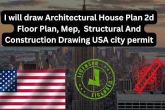 draw florida california architectural house plan, 2d floor plan mep city permit