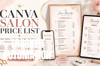 design editable canva salon price list and beauty menu