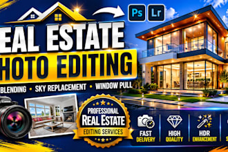 professionally edit real estate photos, hdr blending and sky replacement