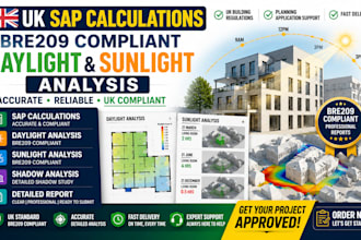 provide UK sap calculations, bre209 compliant daylight and sunlight analysis