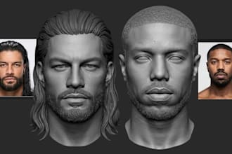sculpt 3d head, 3d face likeness 3d bust, 3d portrait model for 3d printing