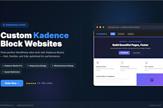 design a professional wordpress website using kadence blocks