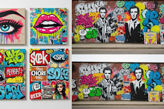 create graffiti pop art canvas designs and murals