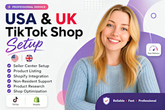 create UK tiktok shop, USA tiktok shop and be tiktok shop manager