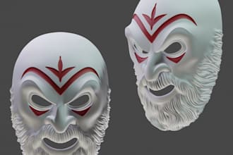 design custom 3d mask model for cosplay and 3d printing