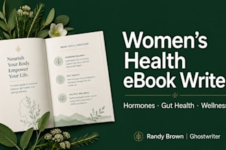 write women health ebook, hormone guide, gut health or wellness ebook