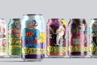 create energy drink, craft, beer can label design