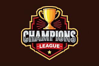 design realistic champion trophy mascot logo with unlimited revision