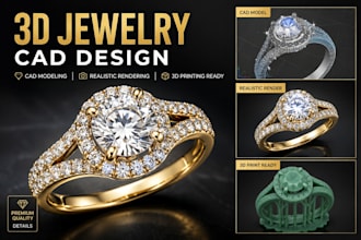 do 3d jewelry cad design, 3d cad modeling and realistic rendering, 3d printing