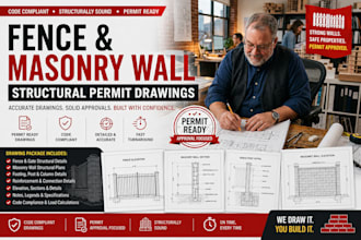 design fence masonry wall structural permit drawings