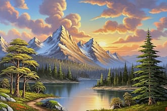 paint landscape in oil painting