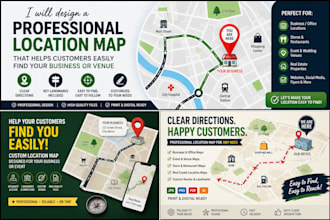 design a professional business location map for your office, store and event