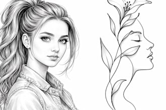 create vector line art illustration, image to vector tracing and line drawing