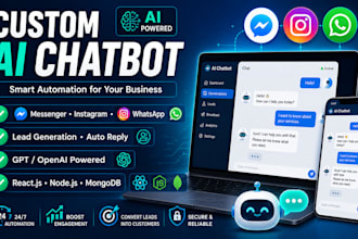 custom code ai chatbot for messenger, instagram and whatsapp