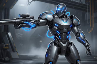 draw mecha robot armor character concept for you
