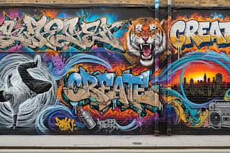 create custom graffiti art designs murals and wall arts