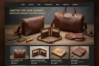 design shopify bag store, leather bag website, handbag, tote bag and fashion