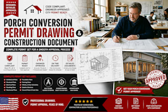 draft porch conversion permit drawings construction documents sunroom plan
