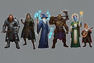 draw dnd character design and illustration