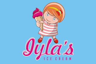 design ice cream shop food brand logo for my daughter