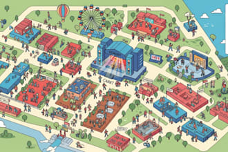 design a festival, event or tourism map illustration